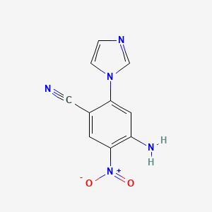 molecular formula C10H7N5O2 B8345878 4-Amino-2-(1-imidazolyl)-5-nitrobenzonitrile 