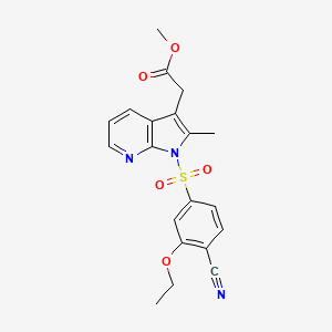 molecular formula C20H19N3O5S B8346053 1H-Pyrrolo[2,3-b]pyridine-3acetic acid,1-[(4-cyano-3-ethoxyphenyl)sulfonyl]-2-methyl-,methyl ester 