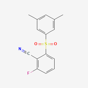 molecular formula C15H12FNO2S B8346156 2-[(3,5-Dimethylphenyl)sulfonyl]-6-fluorobenzenecarbonitrile 