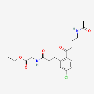 B8346211 Glycine, N-(3-(2-(4-(acetylamino)-1-oxobutyl)-5-chlorophenyl)-1-oxopropyl)-, ethyl ester CAS No. 122186-87-2