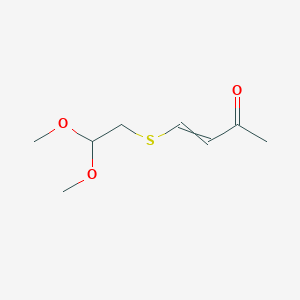 molecular formula C8H14O3S B8346244 (3-Oxo-1-butenyl)mercaptoacetaldehyde dimethylacetal 