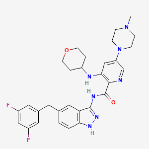 molecular formula C30H33F2N7O2 B8346458 N-[5-(3,5-difluorobenzyl)-1H-indazol-3-yl]-5-(4-methylpiperazin-1-yl)-3-(tetrahydro-2H-pyran-4-ylamino)pyridine-2-carboxamide 