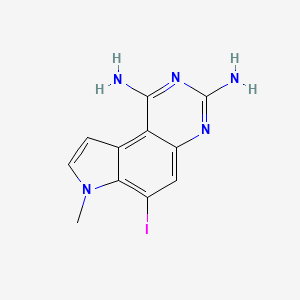 molecular formula C11H10IN5 B8346482 6-iodo-7-methyl-7H-pyrrolo[3,2-f]quinazoline-1,3-diamine 