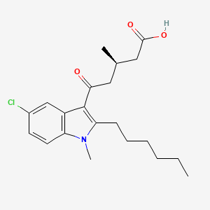 molecular formula C21H28ClNO3 B8346549 (3R)-5-(5-chloro-2-hexyl-1-methylindol-3-yl)-3-methyl-5-oxopentanoic acid 