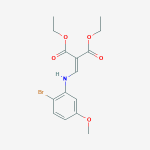 molecular formula C15H18BrNO5 B8346686 2-[(2-Bromo-5-methoxyphenylamino)methylene]malonic acid diethyl ester 