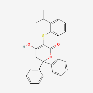 molecular formula C26H24O3S B8346819 4-hydroxy-5-(2-isopropylphenyl)sulfanyl-2,2-diphenyl-3H-pyran-6-one 