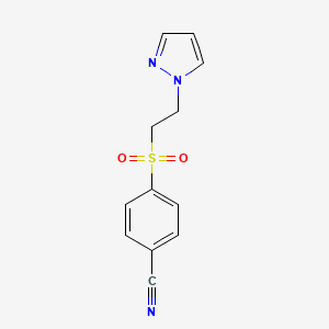 molecular formula C12H11N3O2S B8346891 4-(2-(1H-pyrazole-1-yl)ethylsulfonyl)benzonitrile 