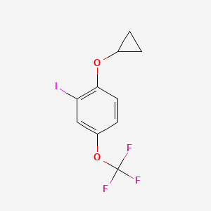 molecular formula C10H8F3IO2 B8346991 1-(Cyclopropyloxy)-2-iodo-4-(trifluoromethoxy)benzene 