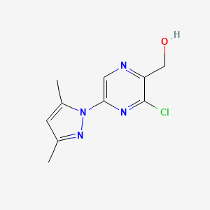 molecular formula C10H11ClN4O B8347078 [3-Chloro-5-(3,5-dimethyl-pyrazol-1-yl)-pyrazin-2-yl]methanol 