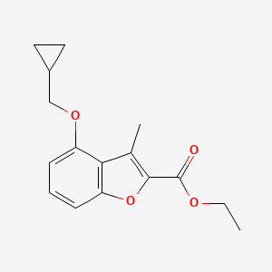 molecular formula C16H18O4 B8347109 4-Cyclopropylmethoxy-3-methyl-benzofuran-2-carboxylic acid ethyl ester 