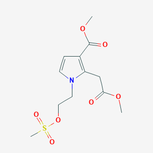 molecular formula C12H17NO7S B8347131 methyl N-(2-mesyloxyethyl)-3-carbomethoxypyrrole-2-acetate 