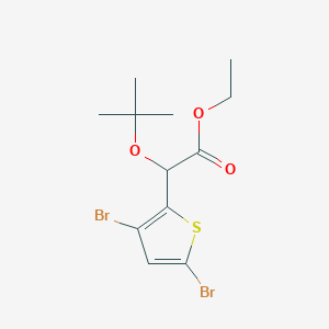 molecular formula C12H16Br2O3S B8347152 Ethyl 2-(tert-butoxy)-2-(3,5-dibromothiophen-2-yl)acetate 