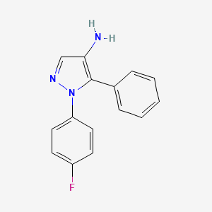 molecular formula C15H12FN3 B8347200 1-(4-Fluorophenyl)-5-phenylpyrazol-4-amine 