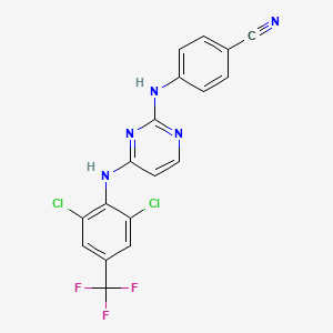 molecular formula C18H10Cl2F3N5 B8347266 4-[[4-[2,6-Dichloro-4-(trifluoromethyl)anilino]pyrimidin-2-yl]amino]benzonitrile 