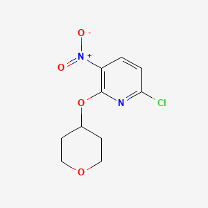 molecular formula C10H11ClN2O4 B8347267 6-Chloro-3-nitro-2-(tetrahydro-pyran-4-yloxy)-pyridine 