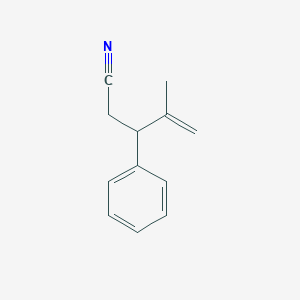 molecular formula C12H13N B8347321 4-Methyl-3-phenyl-4-pentenenitrile 