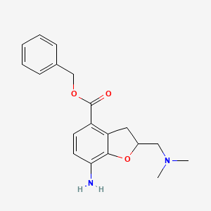 molecular formula C19H22N2O3 B8347374 Benzyl 7-amino-2-(dimethylaminomethyl)-2,3-dihydrobenzofuran-4-carboxylate 