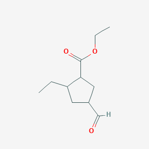 molecular formula C11H18O3 B8347405 Ethyl 2-ethyl-4-formylcyclopentanecarboxylate 