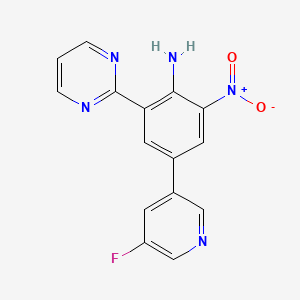 4-(5-Fluoropyridin-3-yl)-2-nitro-6-(pyrimidin-2-yl)benzenamine