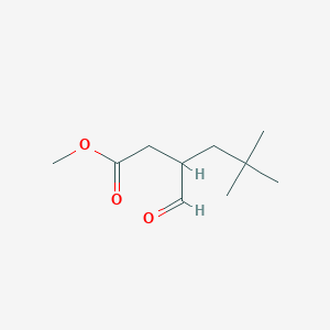 molecular formula C10H18O3 B8347491 5,5-Dimethyl-3-formyl-hexanoic acid methyl ester 