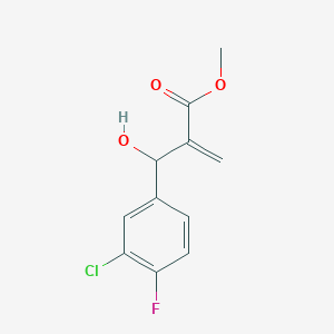 molecular formula C11H10ClFO3 B8347702 Methyl 2-[(3-chloro-4-fluorophenyl)(hydroxy)methyl]prop-2-enoate 