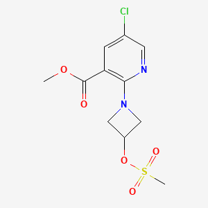 molecular formula C11H13ClN2O5S B8347726 Methyl 5-chloro-2-(3-((methylsulfonyl)oxy)azetidin-1-yl)nicotinate 