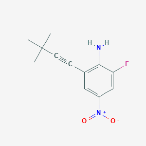 molecular formula C12H13FN2O2 B8347853 2-(3,3-Dimethyl-but-1-ynyl)-6-fluoro-4-nitro-phenylamine 