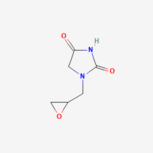 molecular formula C6H8N2O3 B8347889 (+/-)-1-(Oxiranylmethyl)-2,4-imidazolidinedione 