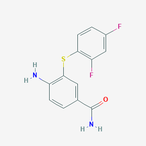 molecular formula C13H10F2N2OS B8347939 4-Amino-3-(2,4-difluorophenylthio)benzamide 