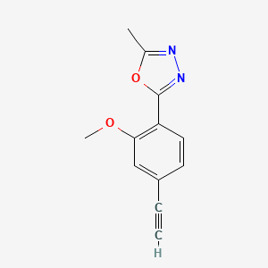 molecular formula C12H10N2O2 B8347997 2-(4-Ethynyl-2-methoxyphenyl)-5-methyl-1,3,4-oxadiazole 