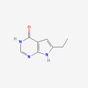 molecular formula C8H9N3O B8348036 1,7-dihydro-6-ethyl-4H-pyrrolo[2,3-d]pyrimidin-4-one 