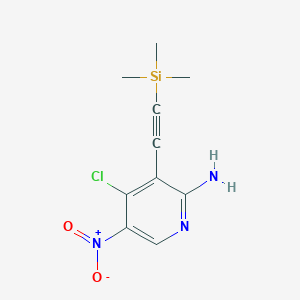 molecular formula C10H12ClN3O2Si B8348042 4-Chloro-5-nitro-3-((trimethylsilyl)ethynyl)pyridin-2-amine CAS No. 1310729-71-5