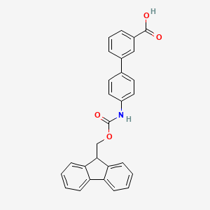 molecular formula C28H21NO4 B8348123 4'-((((9H-Fluoren-9-YL)methoxy)carbonyl)amino)-[1,1'-biphenyl]-3-carboxylic acid CAS No. 215248-48-9