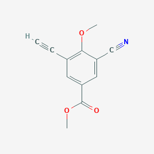 molecular formula C12H9NO3 B8348220 Methyl 3-cyano-5-ethynyl-4-methoxybenzoate 