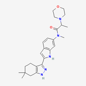molecular formula C25H33N5O2 B8348244 N-[2-(6,6-dimethyl-1,4,5,7-tetrahydroindazol-3-yl)-1H-indol-6-yl]-N-methyl-2-morpholin-4-ylpropanamide 
