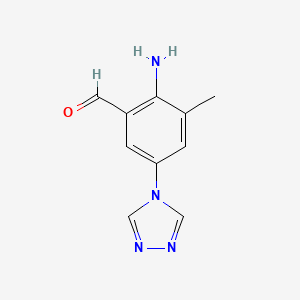 molecular formula C10H10N4O B8348290 4-(4-Amino-3-formyl-5-methylphenyl)-1,2,4-triazole 