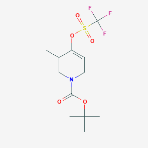 molecular formula C12H18F3NO5S B8348301 tert-Butyl 3-methyl-4-(trifluoromethylsulfonyloxy)-3,6-dihydro-2H-pyridine-1-carboxylate 