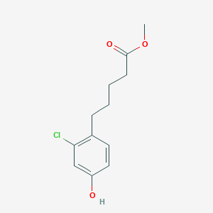 molecular formula C12H15ClO3 B8348325 Methyl 5-(2-chloro-4-hydroxyphenyl)pentanoate 