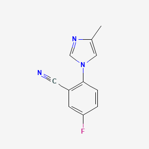 molecular formula C11H8FN3 B8348352 5-Fluoro-2-(4-methyl-imidazol-1-yl)-benzonitrile 