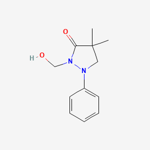molecular formula C12H16N2O2 B8348374 2-(Hydroxymethyl)-4,4-dimethyl-1-phenylpyrazolidin-3-one CAS No. 5674-51-1