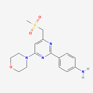 molecular formula C16H20N4O3S B8348494 4-[4-(Methylsulfonylmethyl)-6-morpholin-4-yl-pyrimidine-2-yl]aniline 