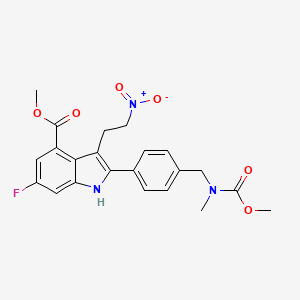 methyl 6-fluoro-2-(4-(((methoxycarbonyl)(methyl)amino)methyl)phenyl)-3-(2-nitroethyl)-1H-indole-4-carboxylate