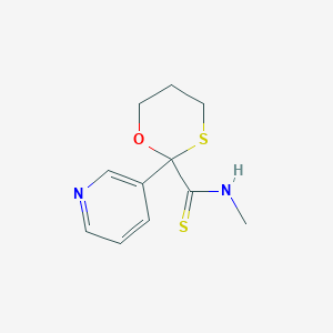 molecular formula C11H14N2OS2 B8348826 N-Methyl-2-(pyrid-3-yl)-1,3-oxathiane-2-carbothioamide 