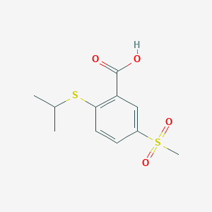 molecular formula C11H14O4S2 B8348935 2-Isopropylsulfanyl-5-methanesulfonyl-benzoic acid CAS No. 897376-81-7