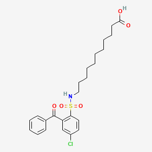 molecular formula C24H30ClNO5S B8349007 Undecanoic acid, 11-(((2-benzoyl-4-chlorophenyl)sulfonyl)amino)- CAS No. 111855-65-3