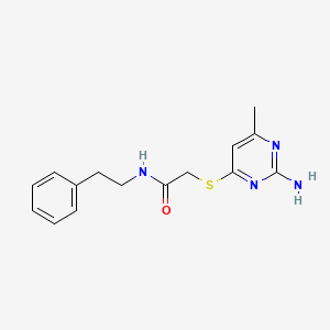 molecular formula C15H18N4OS B8349030 2-[(2-Amino-6-methyl-4-pyrimidinyl)thio]-N-(2-phenylethyl)acetamide 