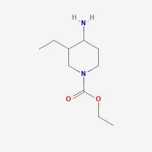 molecular formula C10H20N2O2 B8349073 4-Amino-1-carbethoxy-3-ethylpiperidine 