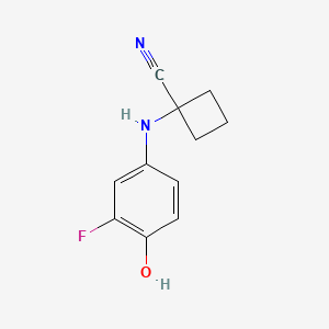 molecular formula C11H11FN2O B8349119 1-((3-Fluoro-4-hydroxyphenyl)amino)cyclobutanecarbonitrile 