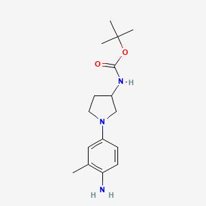 molecular formula C16H25N3O2 B8349122 [1-(4-Amino-3-methylphenyl)-pyrrolidin-3-yl]-carbamic acid tert-butyl ester 