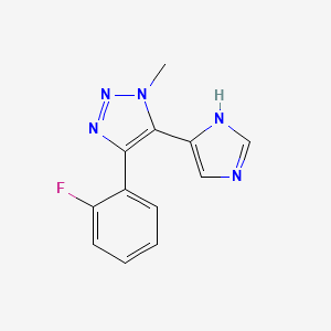 molecular formula C12H10FN5 B8349271 4-(2-fluorophenyl)-5-(1H-imidazol-4-yl)-1-methyl-1H-1,2,3-triazole 